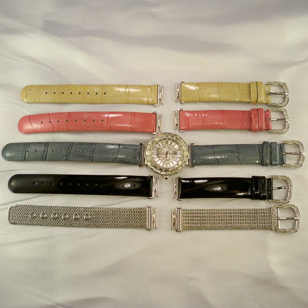NEW* Victoria Wieck Emerald Cut Stones, 5 Interchangeable Bands Watch